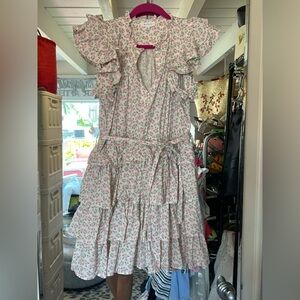 MARBLE White Cream Ruffled Tiered Sundress